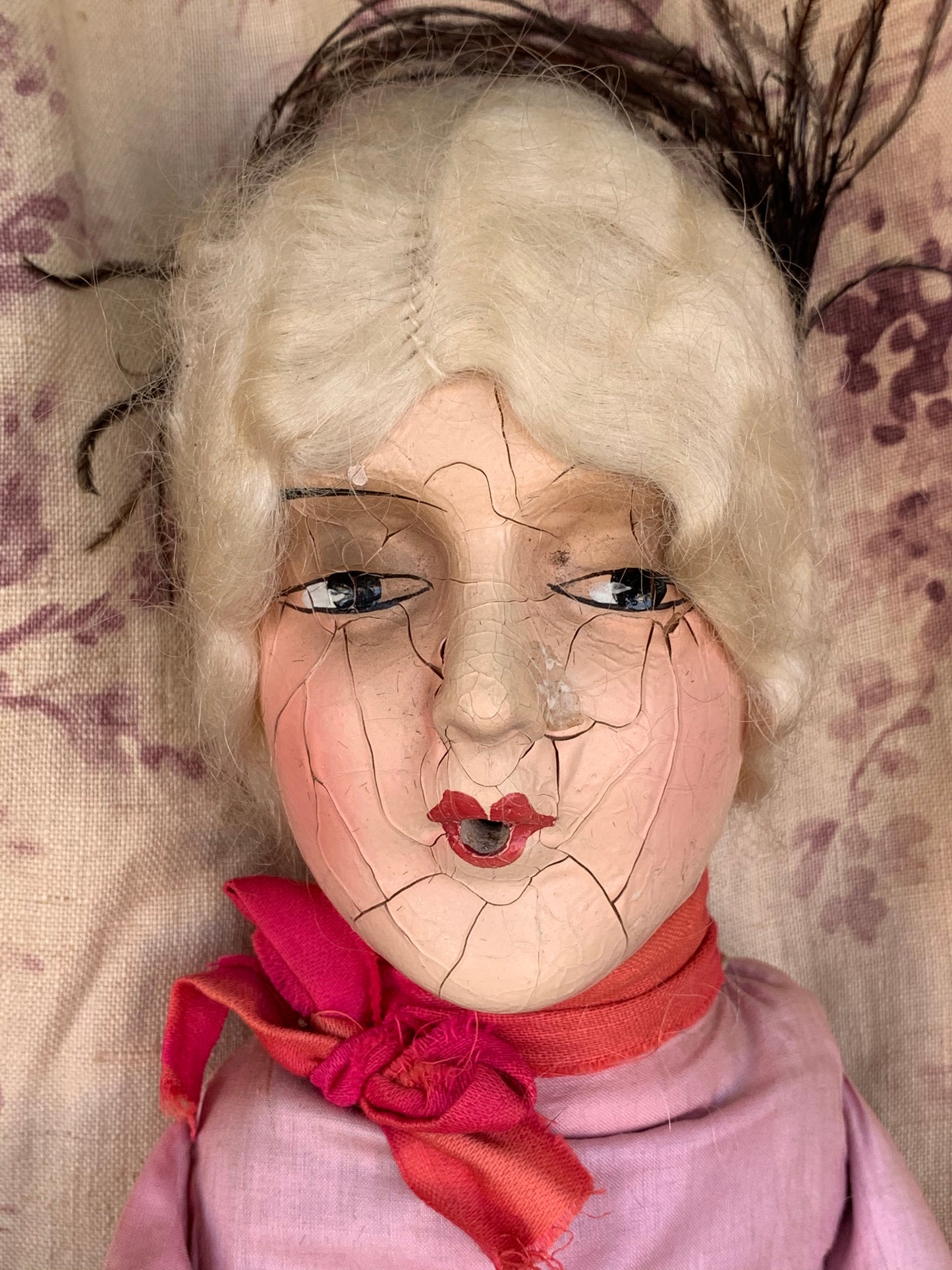 Vintage smoker boudoir doll in pink