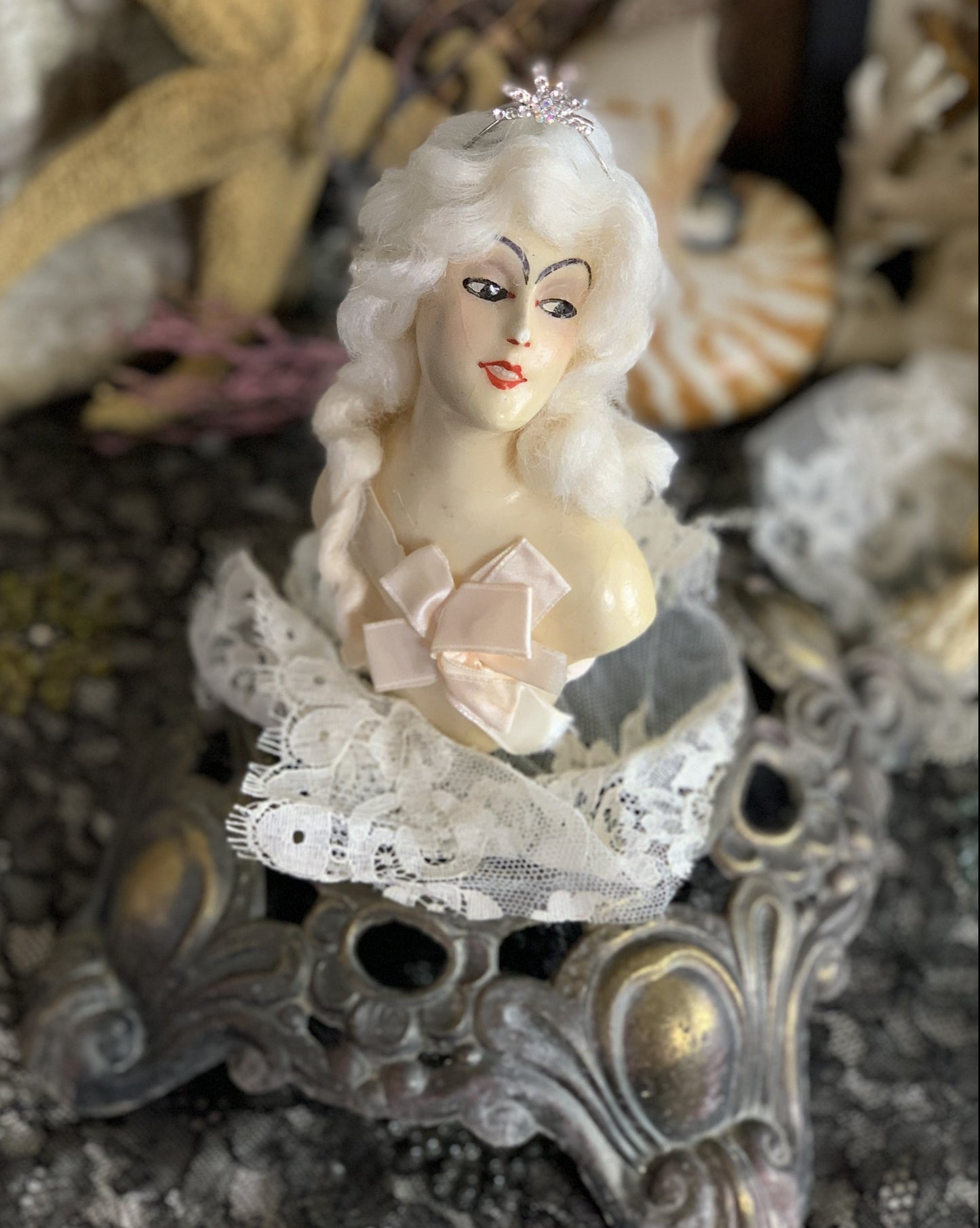 Vintage blond wax half doll