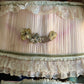 Antique pair shabby pink lampshades