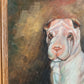 Vintage framed original dog painting