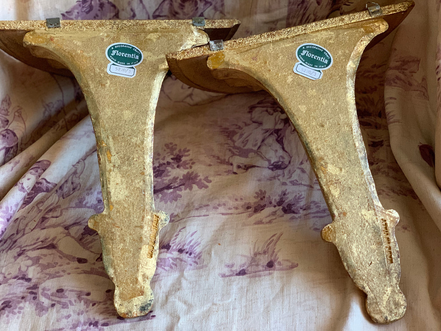 Vintage pair gold Italian sconces