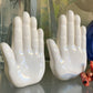 Vintage pair white figural hand bookends modern statue set