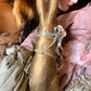 Vintage gold Easter rabbit bunny decoration with glass eyes