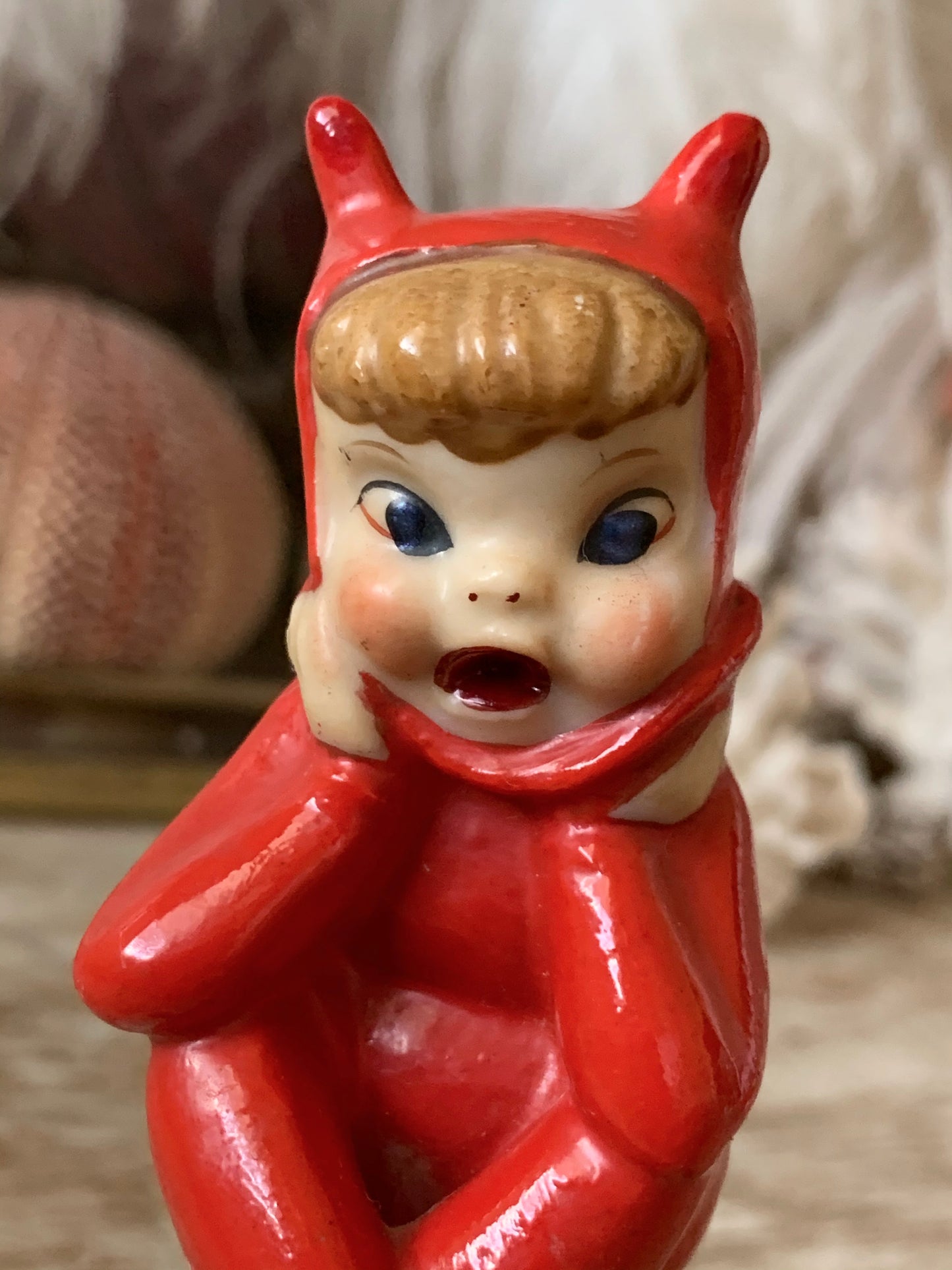Vintage devil pixie figurine repaired as is