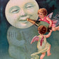 Antique Happy New Year moon baby postcard