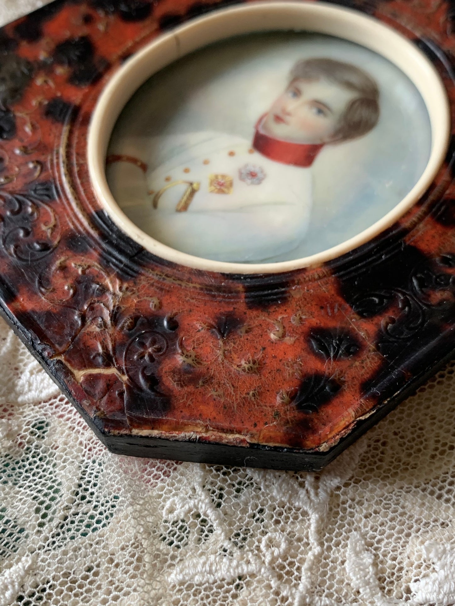 Antique miniature portrait painting