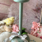 Vintage painted rose pink millinery flower wood hat stand