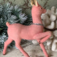 Vintage pink flocked reindeer