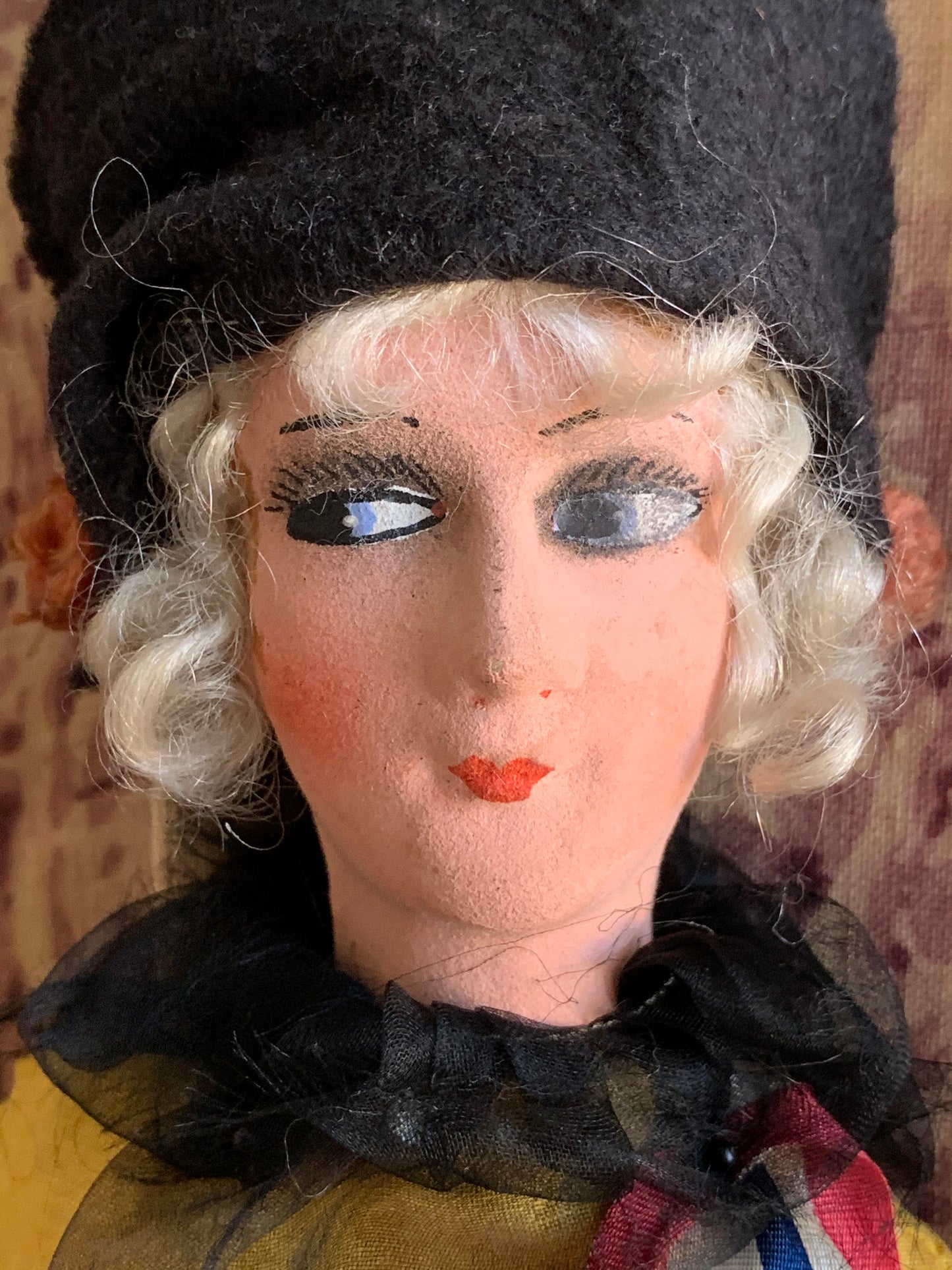 Vintage small pierrot boudoir doll