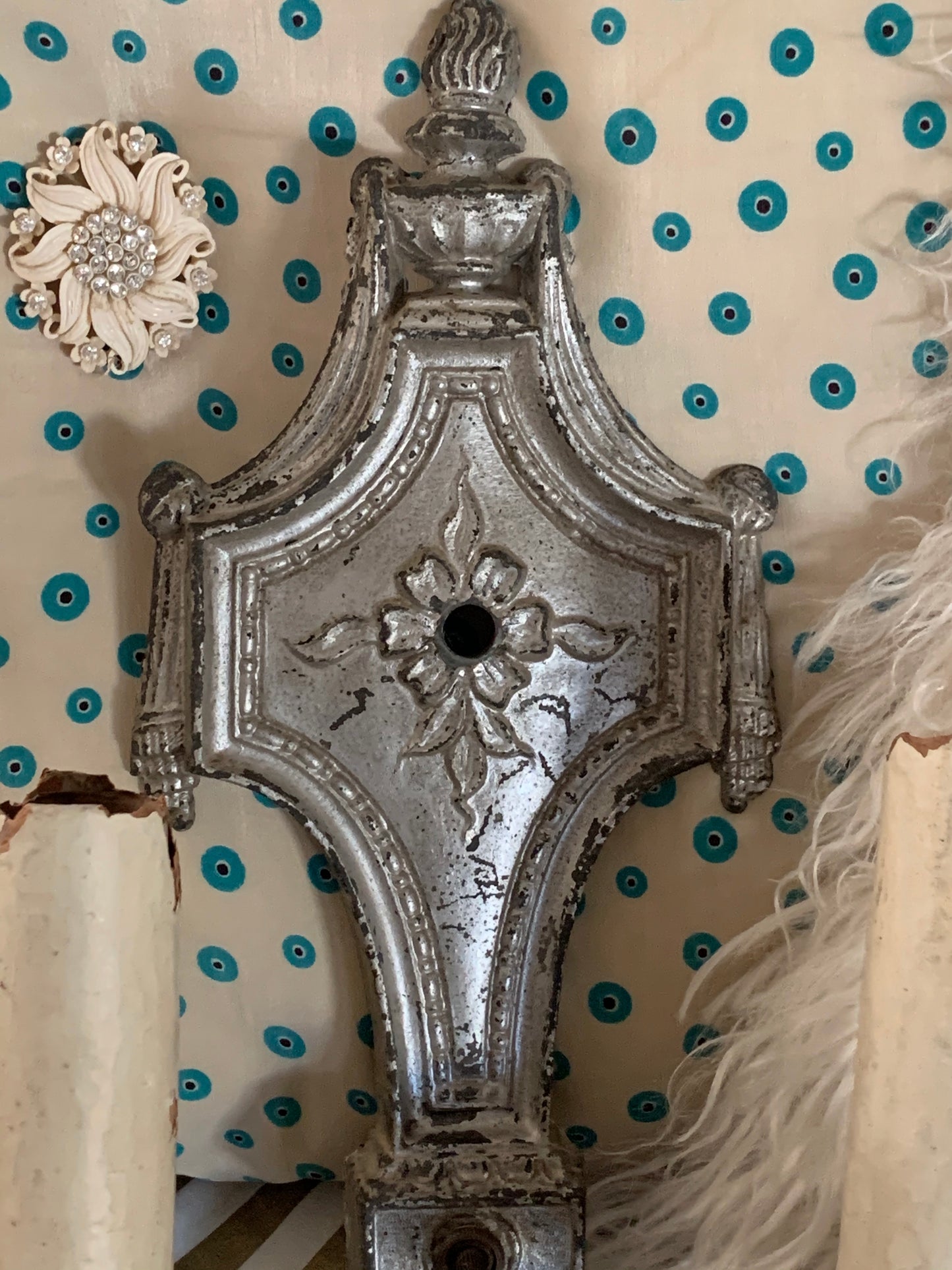 Vintage ornate crystal wall sconce