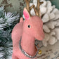 Vintage pink flocked reindeer