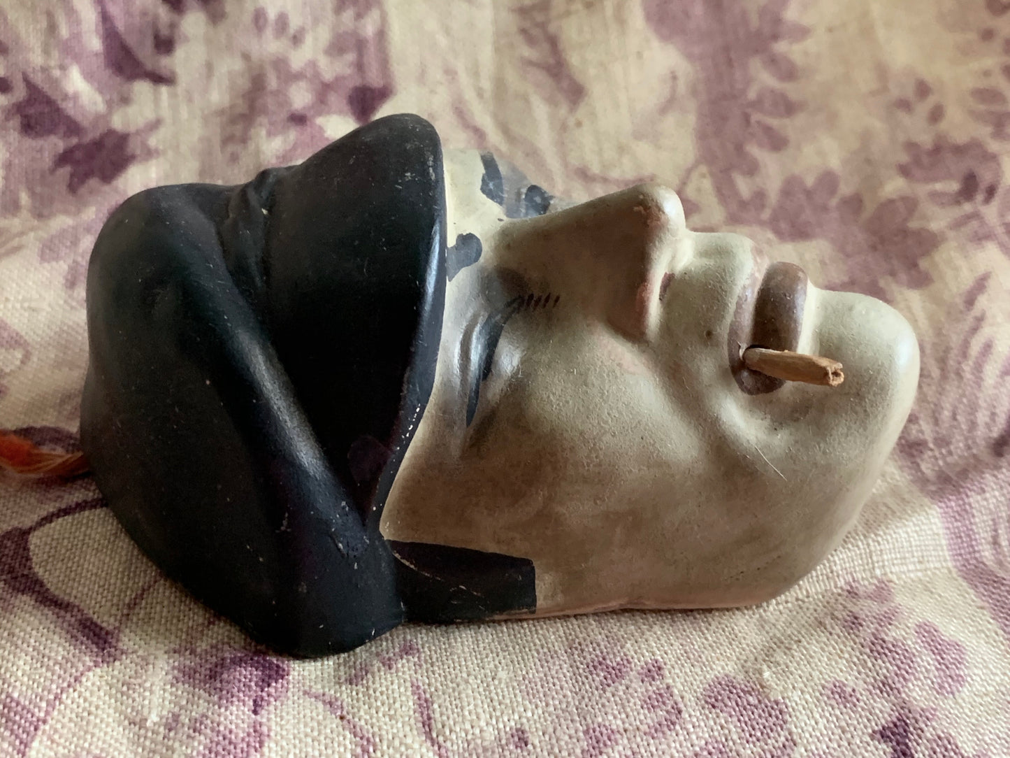 Vintage mini smoker pottery face