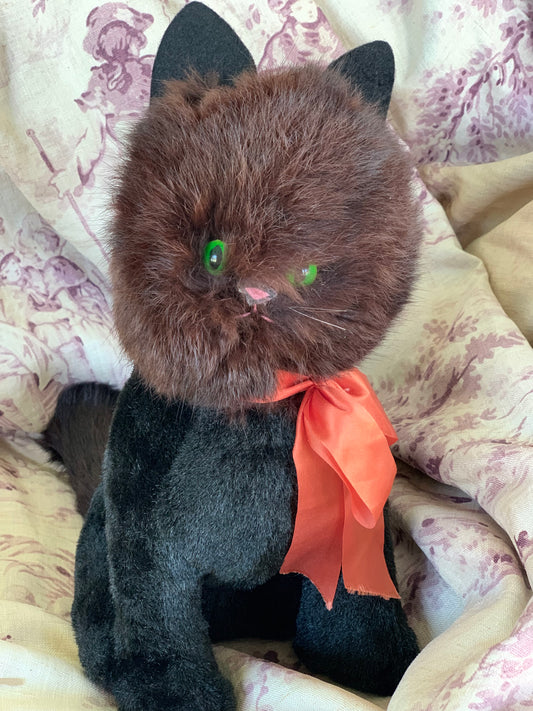 Vintage fur face stuffed toy cat