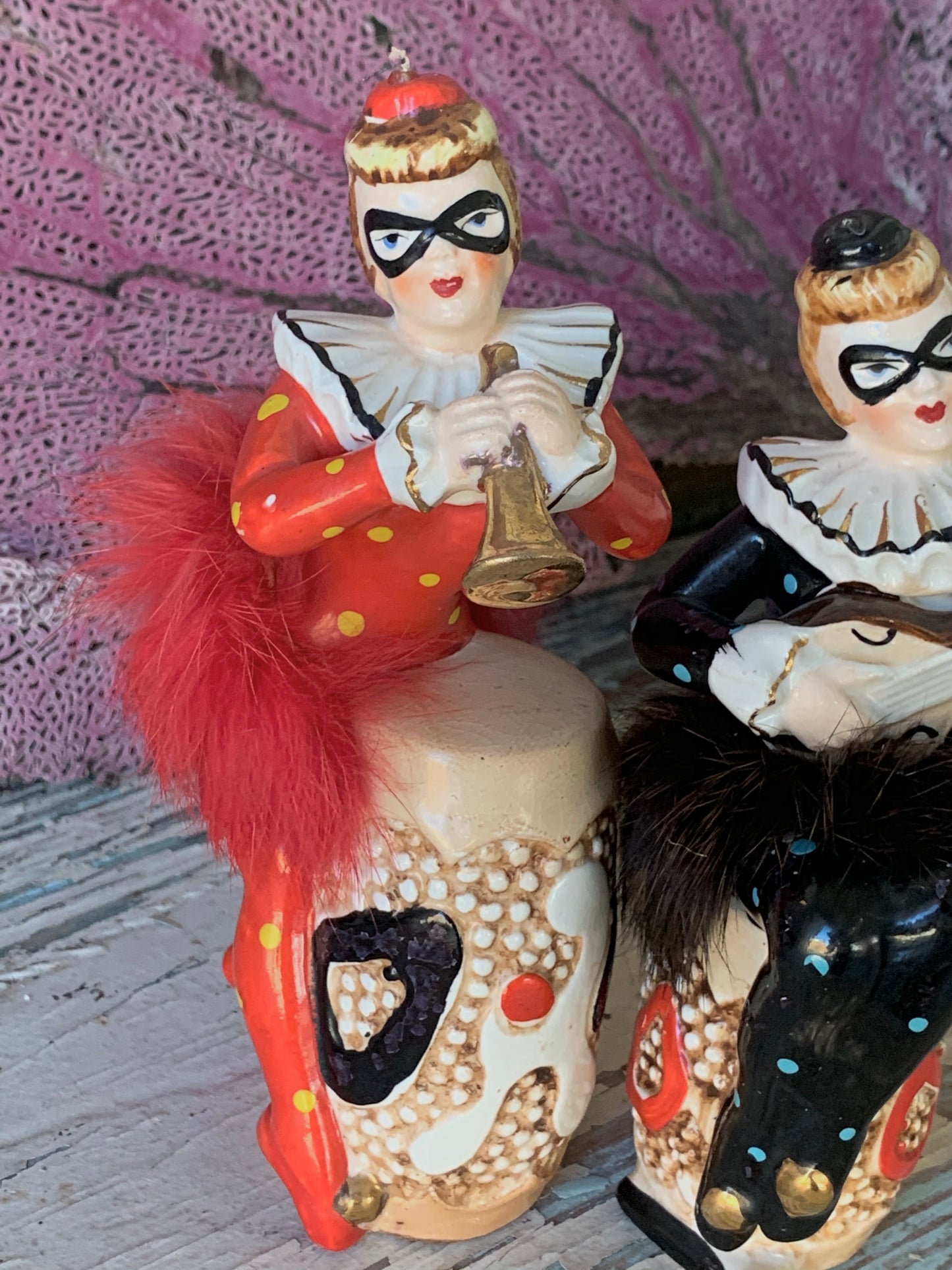 Vintage pair harlequin ballerina figurines