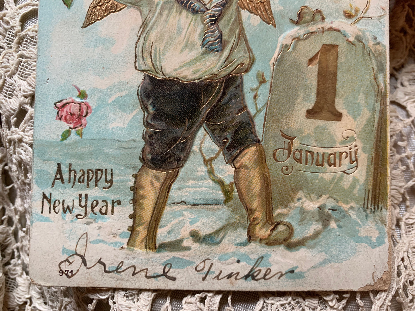 Antique Happy New Year postcard