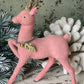 Vintage pink flocked reindeer
