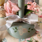 Vintage painted rose pink millinery flower wood hat stand