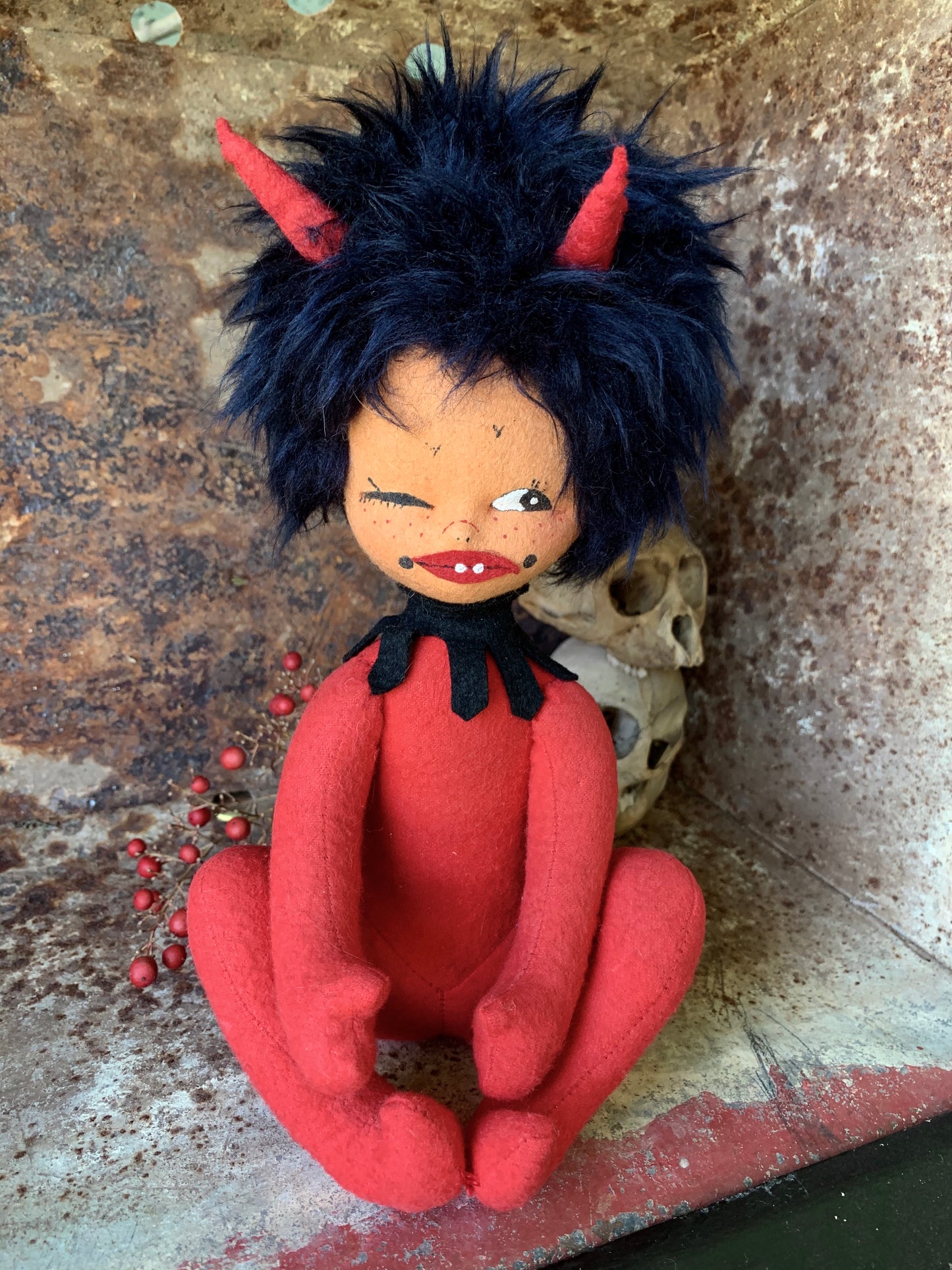Vintage rare winking devil pixie doll