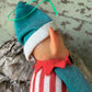 Vintage knee hugger elf striped Christmas shelf sitter pixie