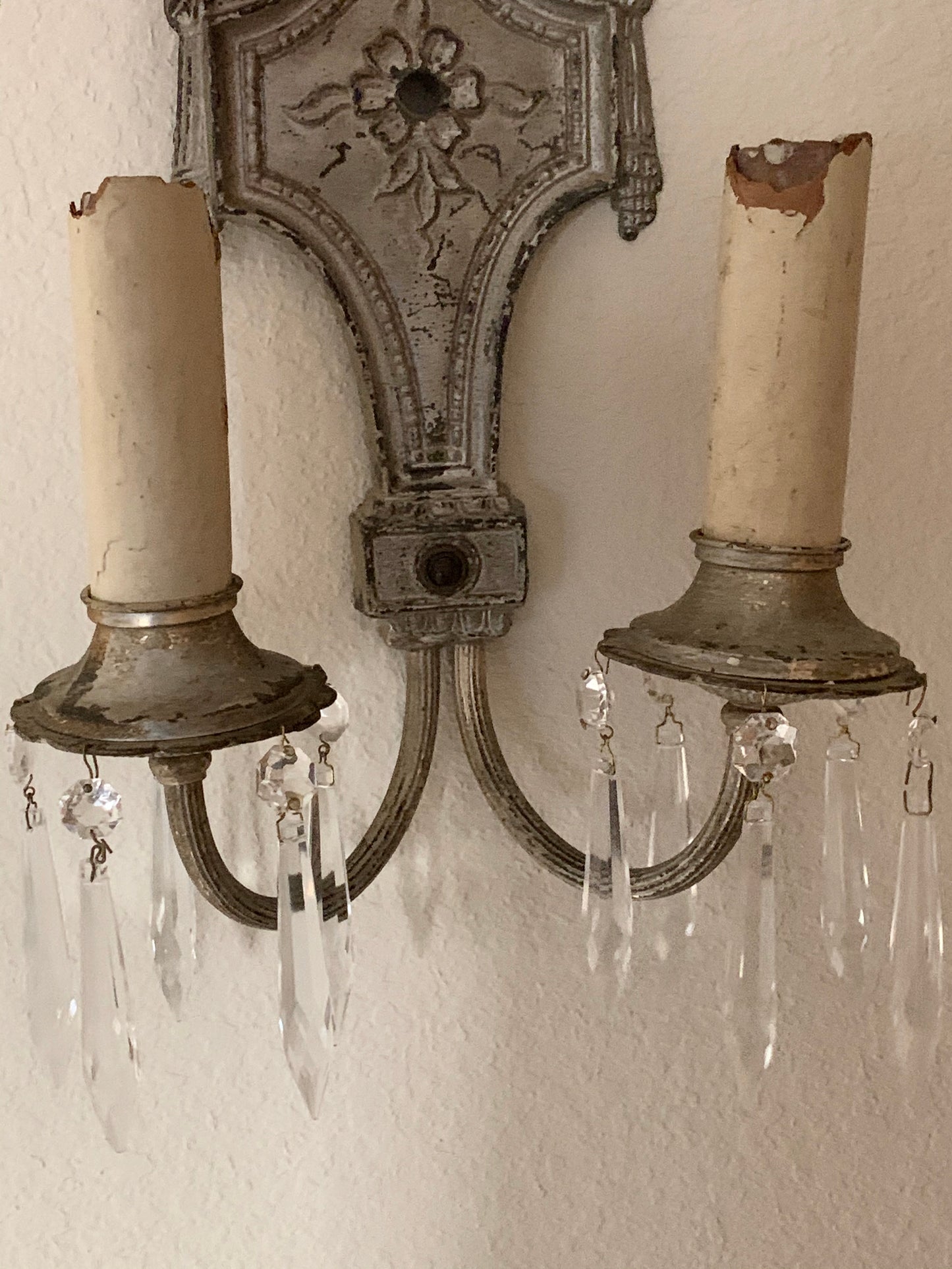 Vintage ornate crystal wall sconce