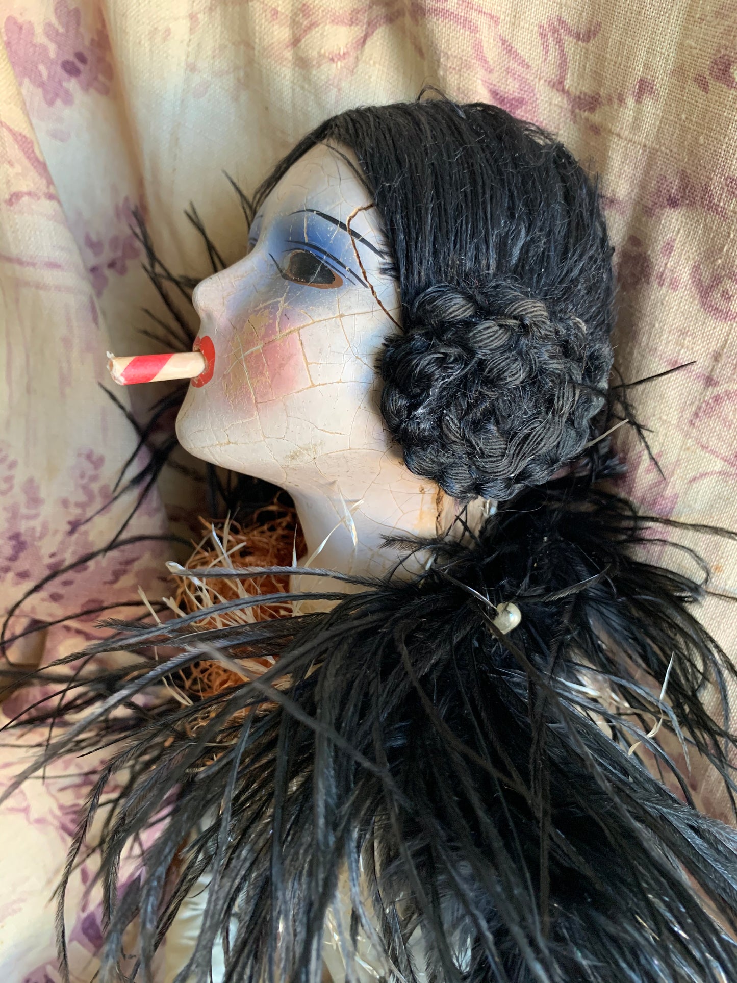 Vintage assembled smoker boudoir doll