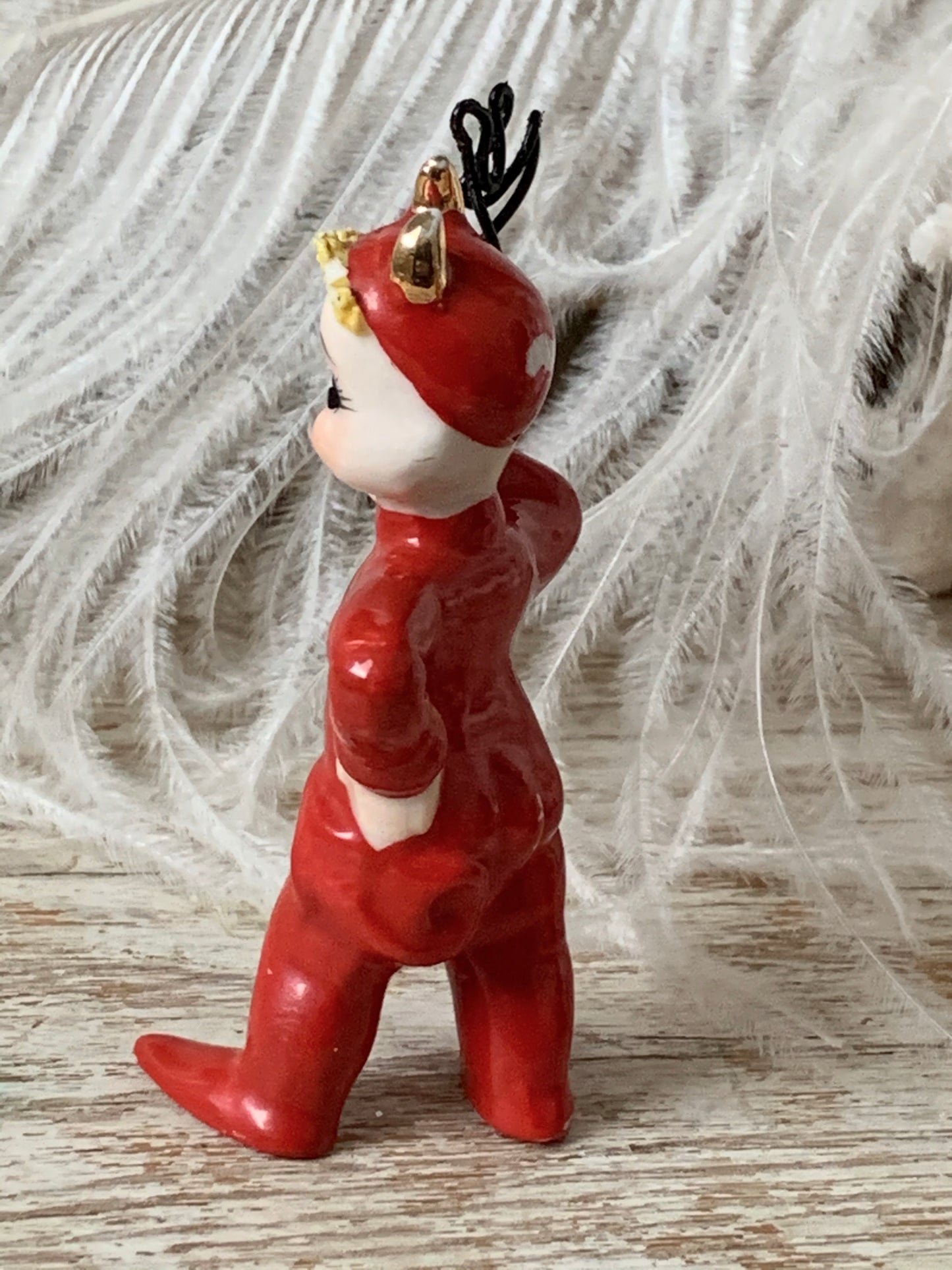 Vintage mini standing devil pixie figurine as is