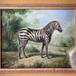 Vintage small original zebra painting