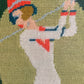 Vintage framed golfer needlepoint