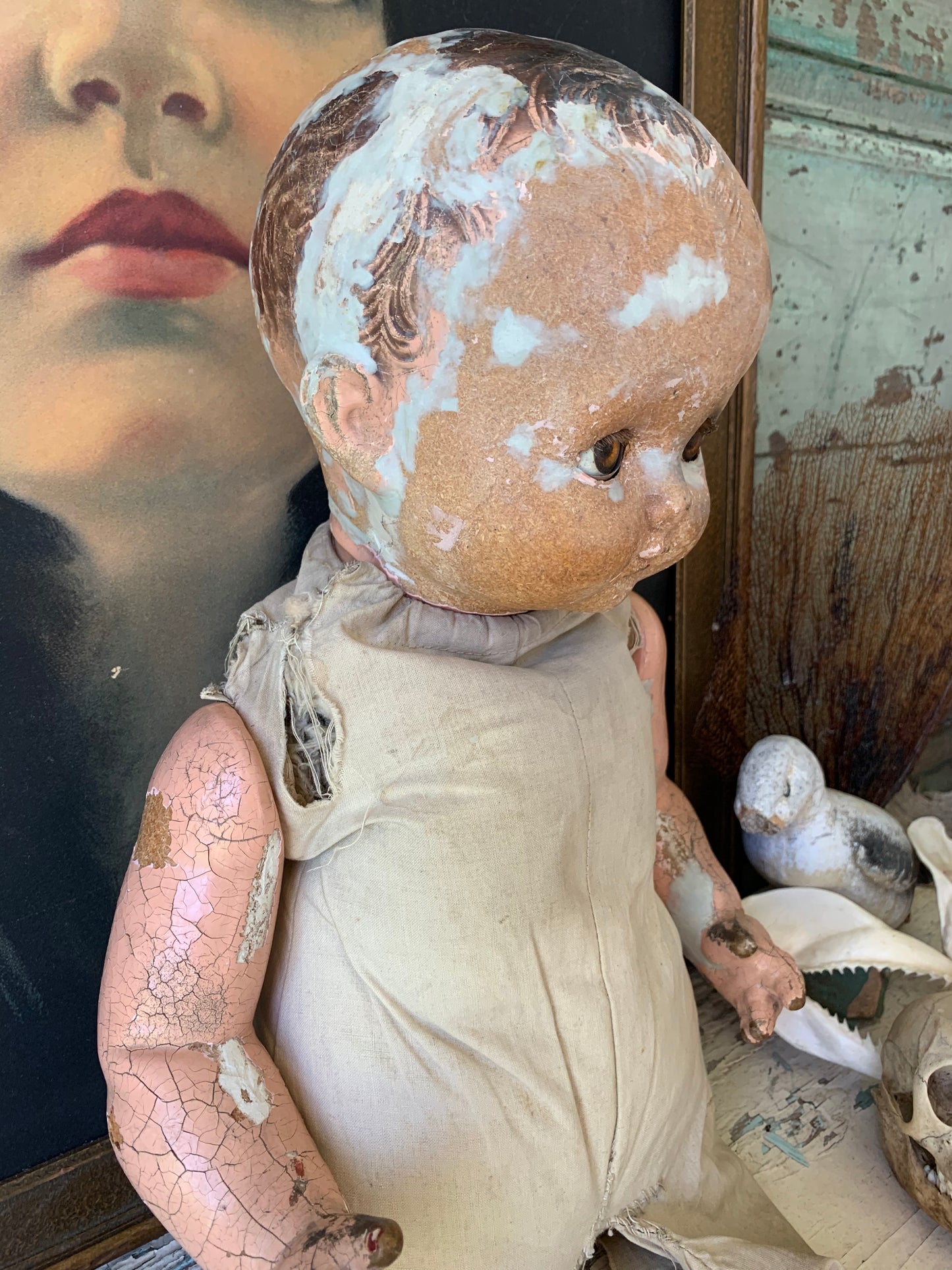 Vintage creepy cute old worn Effanbee baby doll