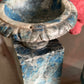Vintage pair mini blue stone pedestal urns