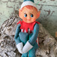 Vintage knee hugger elf striped Christmas shelf sitter pixie
