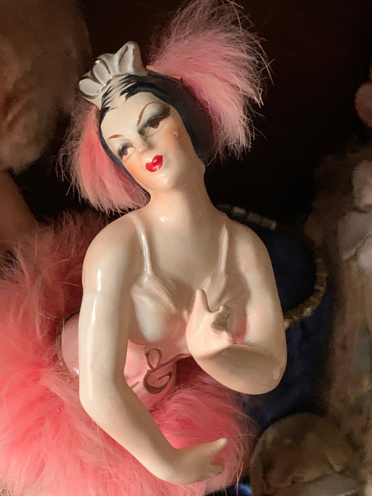 Vintage pink ballerina figurine