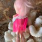 Vintage mini pink hair angel ornament Christmas pixie