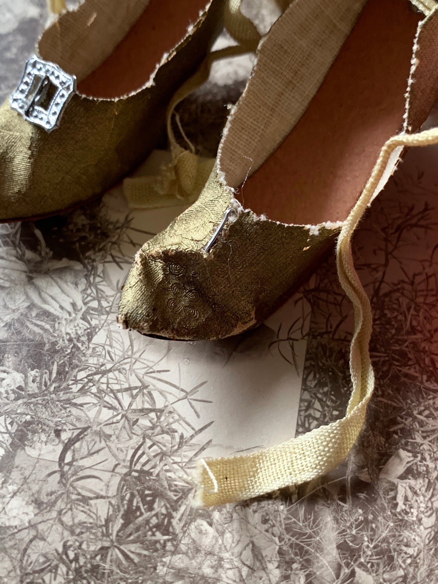 Vintage gold boudoir doll shoes