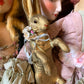 Vintage gold Easter rabbit bunny decoration with glass eyes