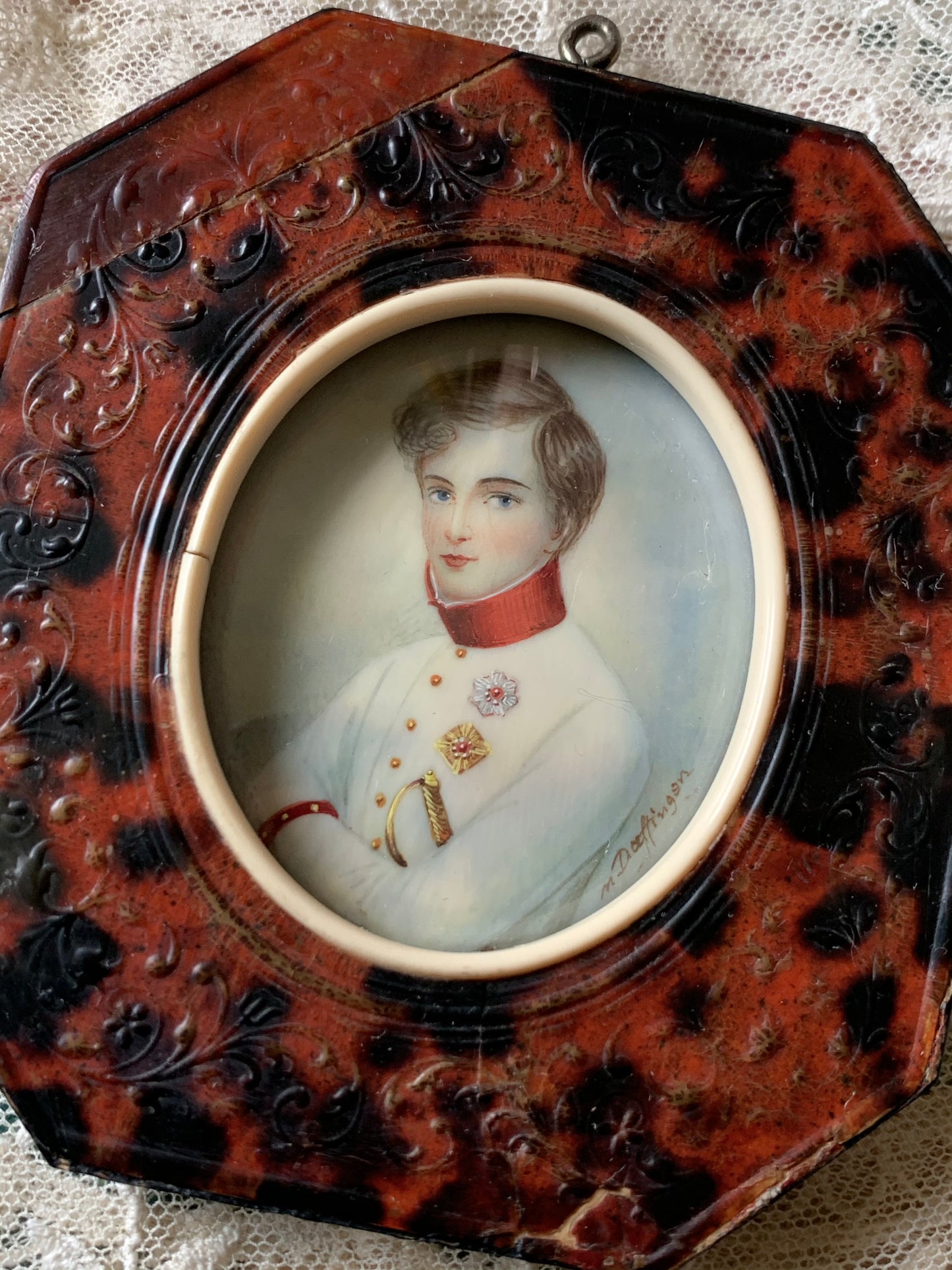 Antique miniature portrait painting