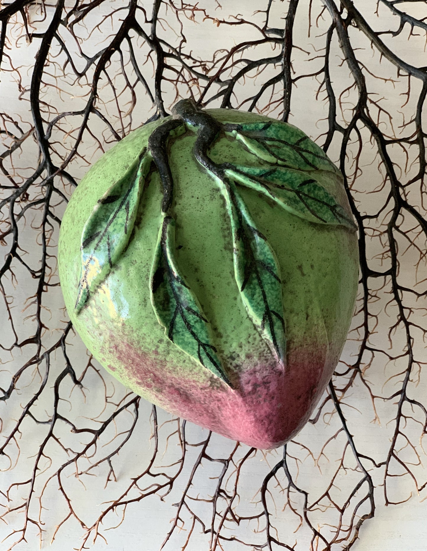 Vintage pottery altar fruit mango