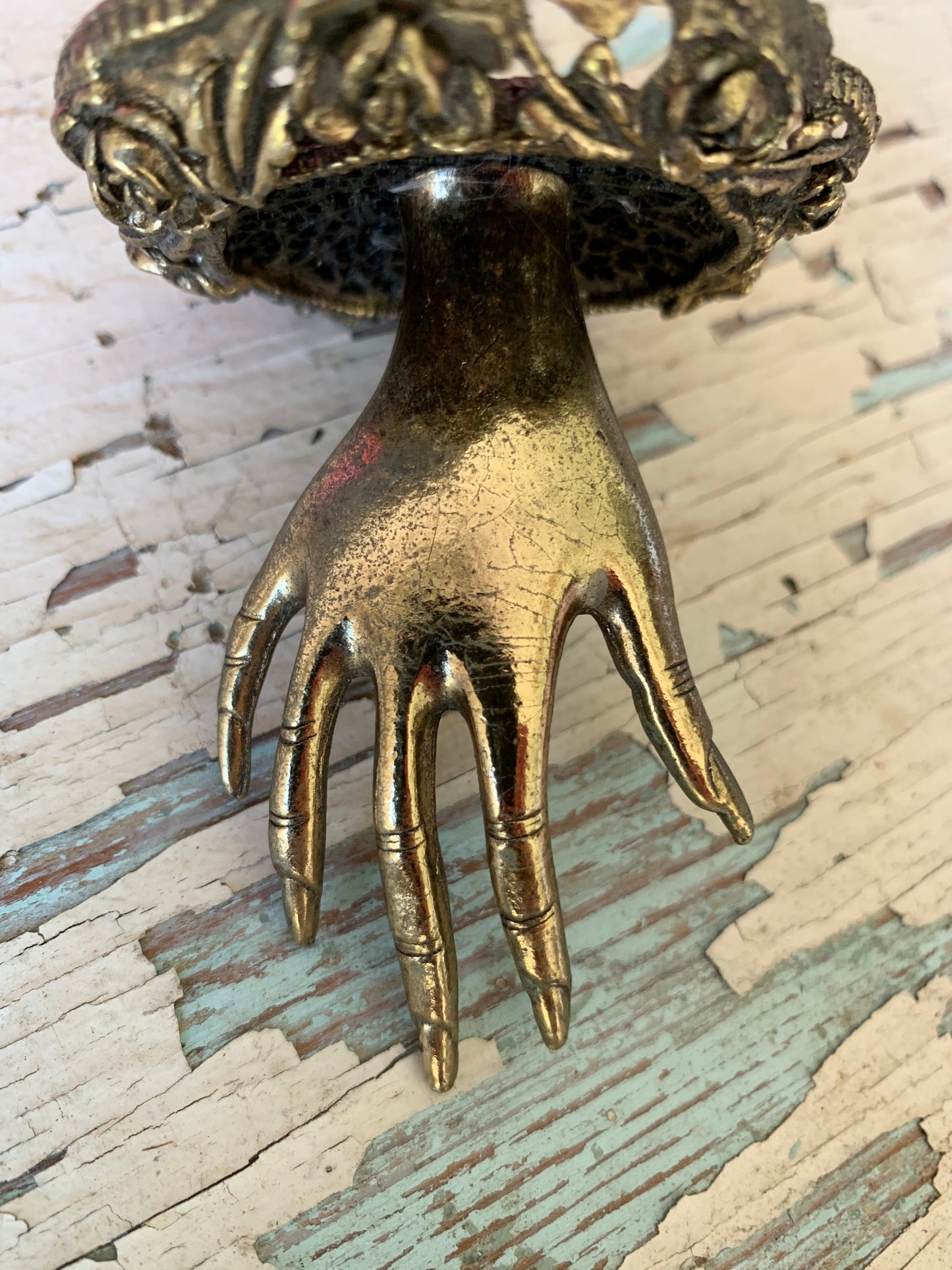 Vintage mini creepy claw hand ring holder