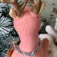 Vintage pink flocked reindeer