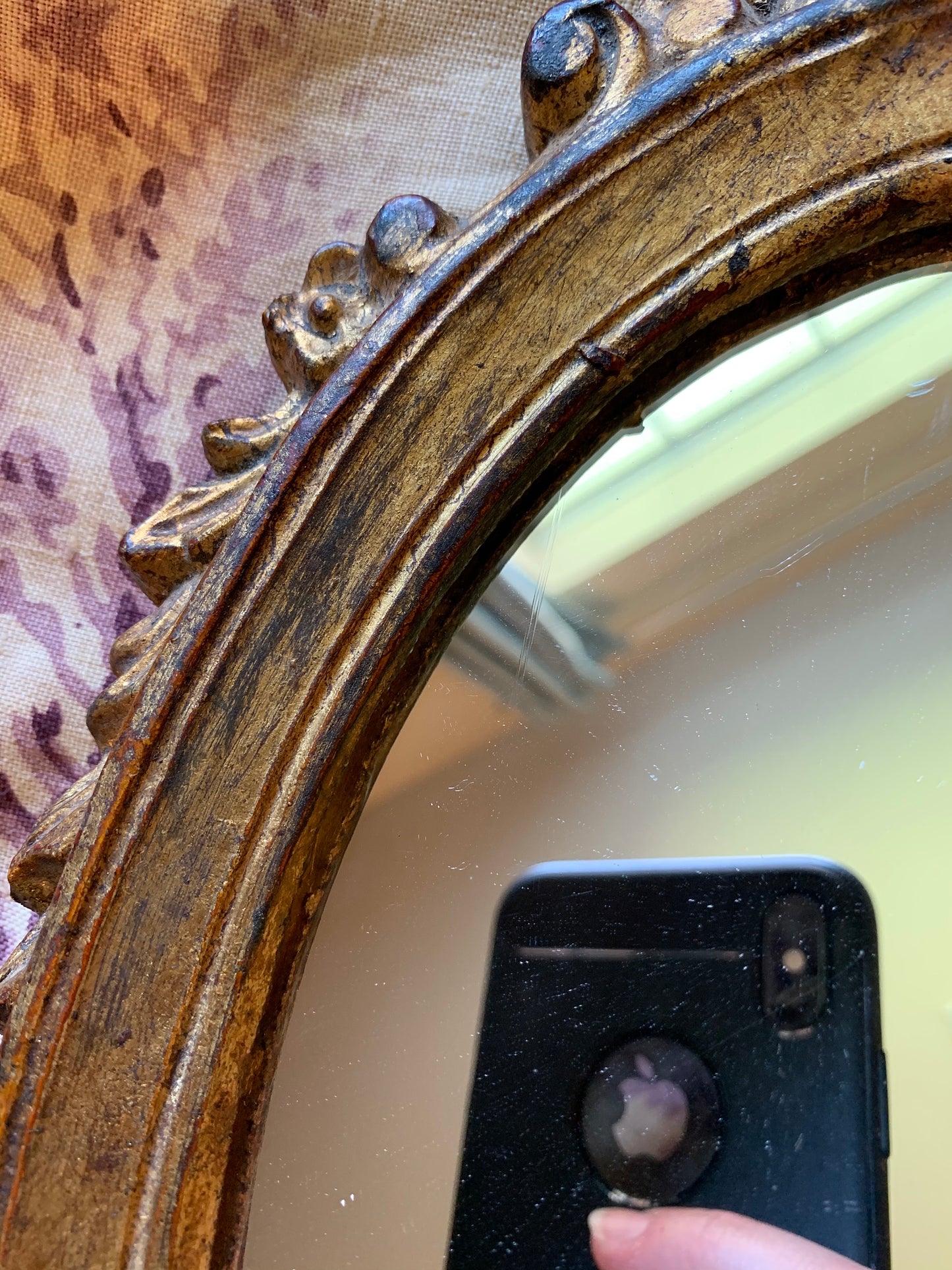 Vintage fancy gold Italian gilt small wall mirror