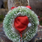 Vintage mini Santa bottle brush wreath