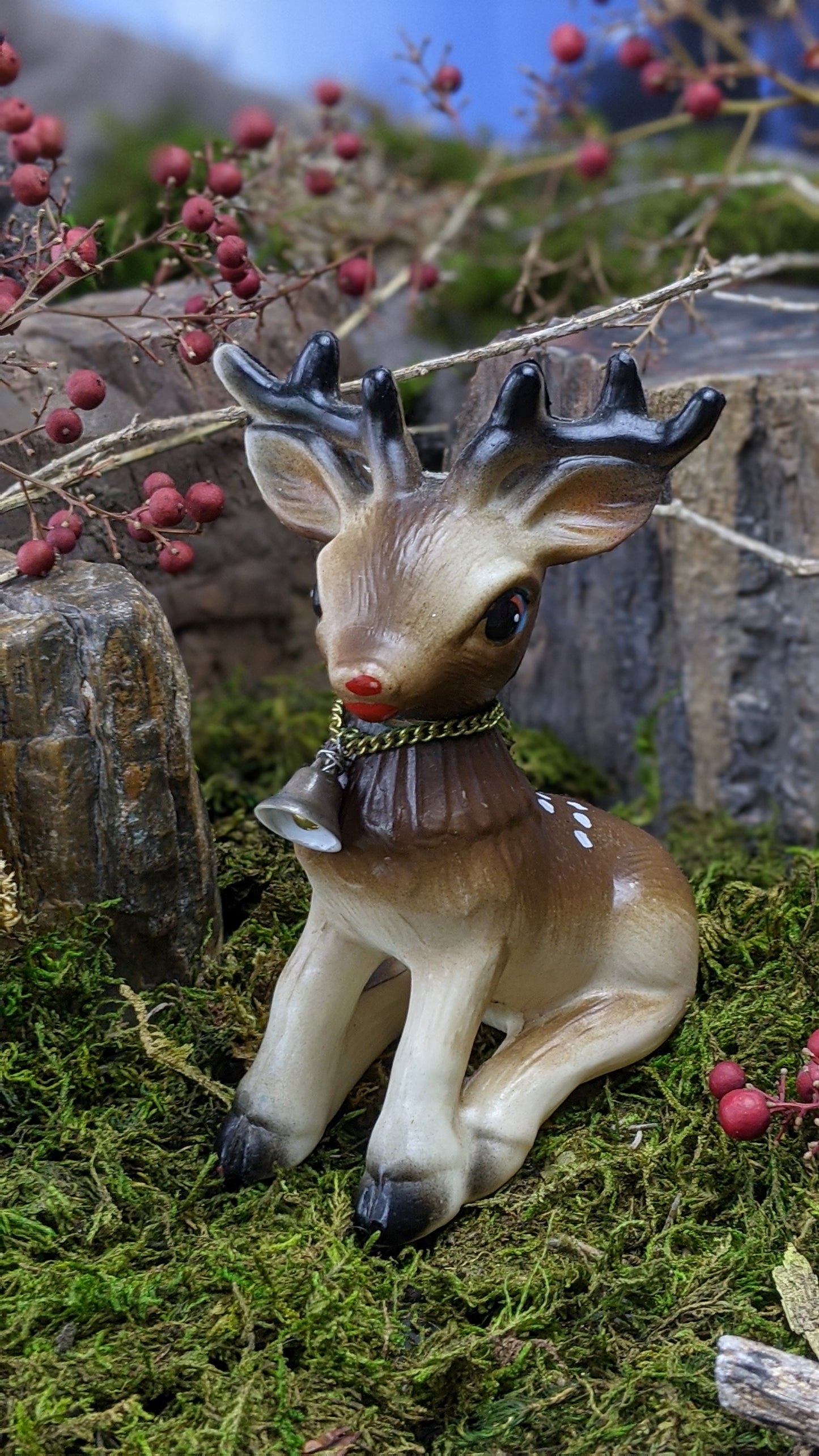 Vintage big eye Japan Christmas reindeer