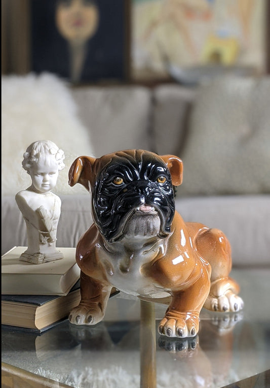 Vintage ceramic bulldog statue