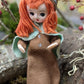 Vintage red hair Christmas girl pixie doll