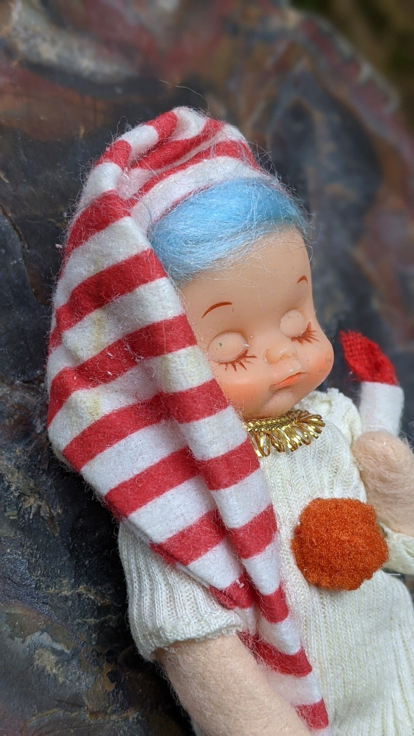 Vintage blue hair pixie with candle
