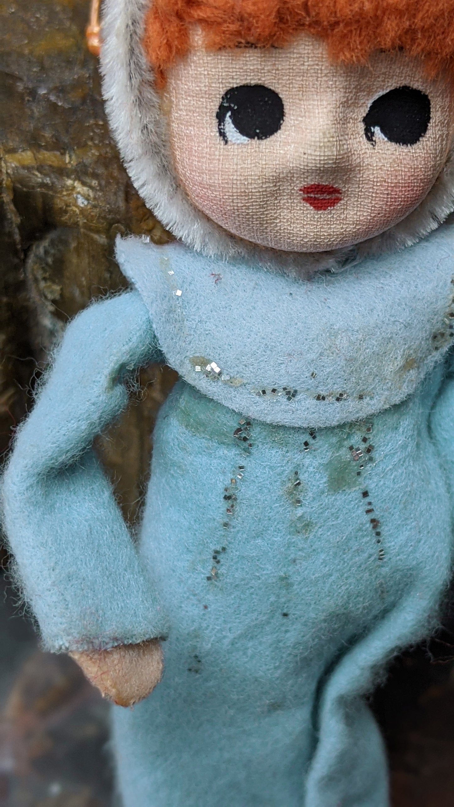Vintage Christmas pose doll girl pixie
