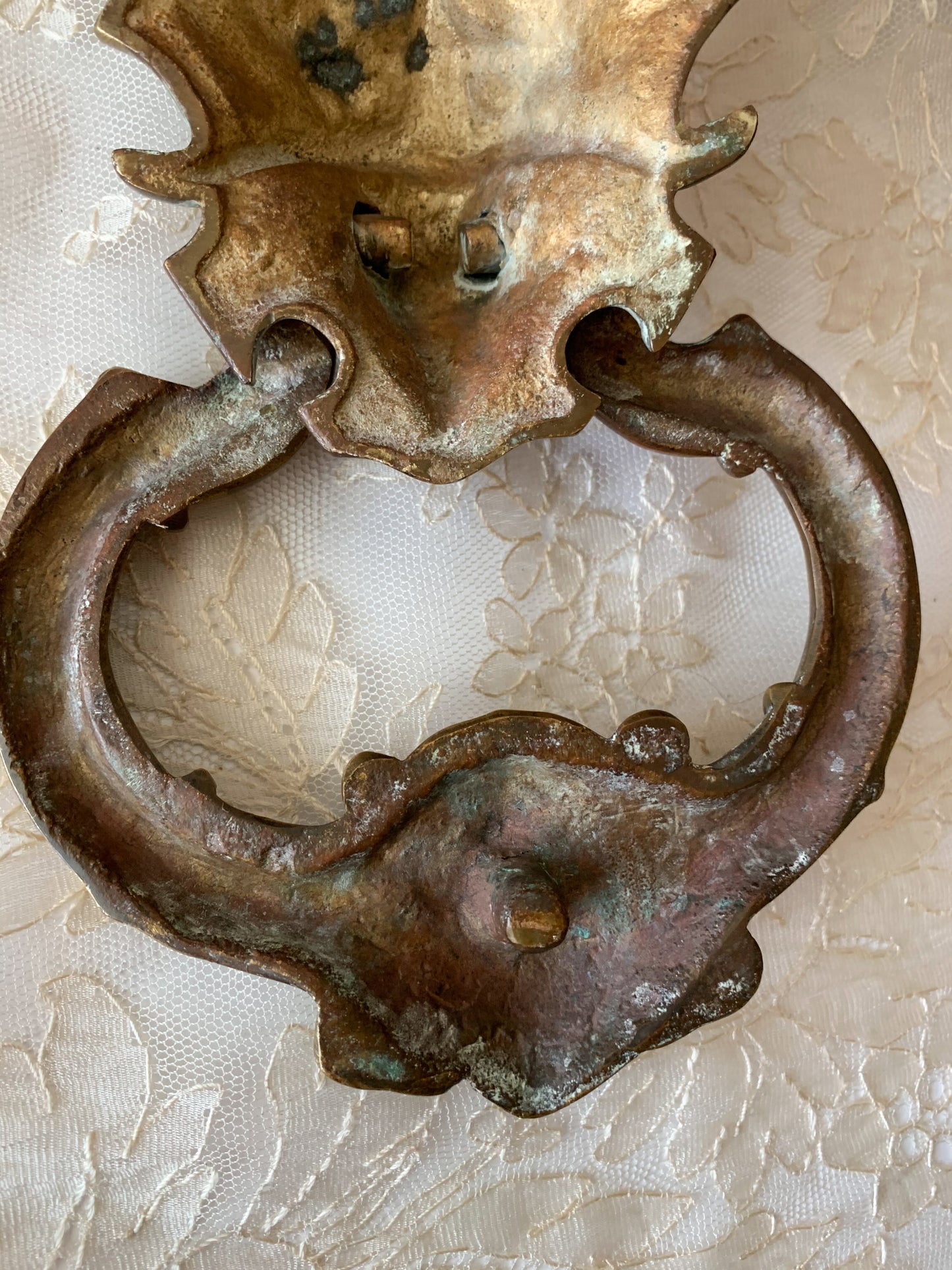 Devil door knocker brass creepy gothic figural Krampus hardware