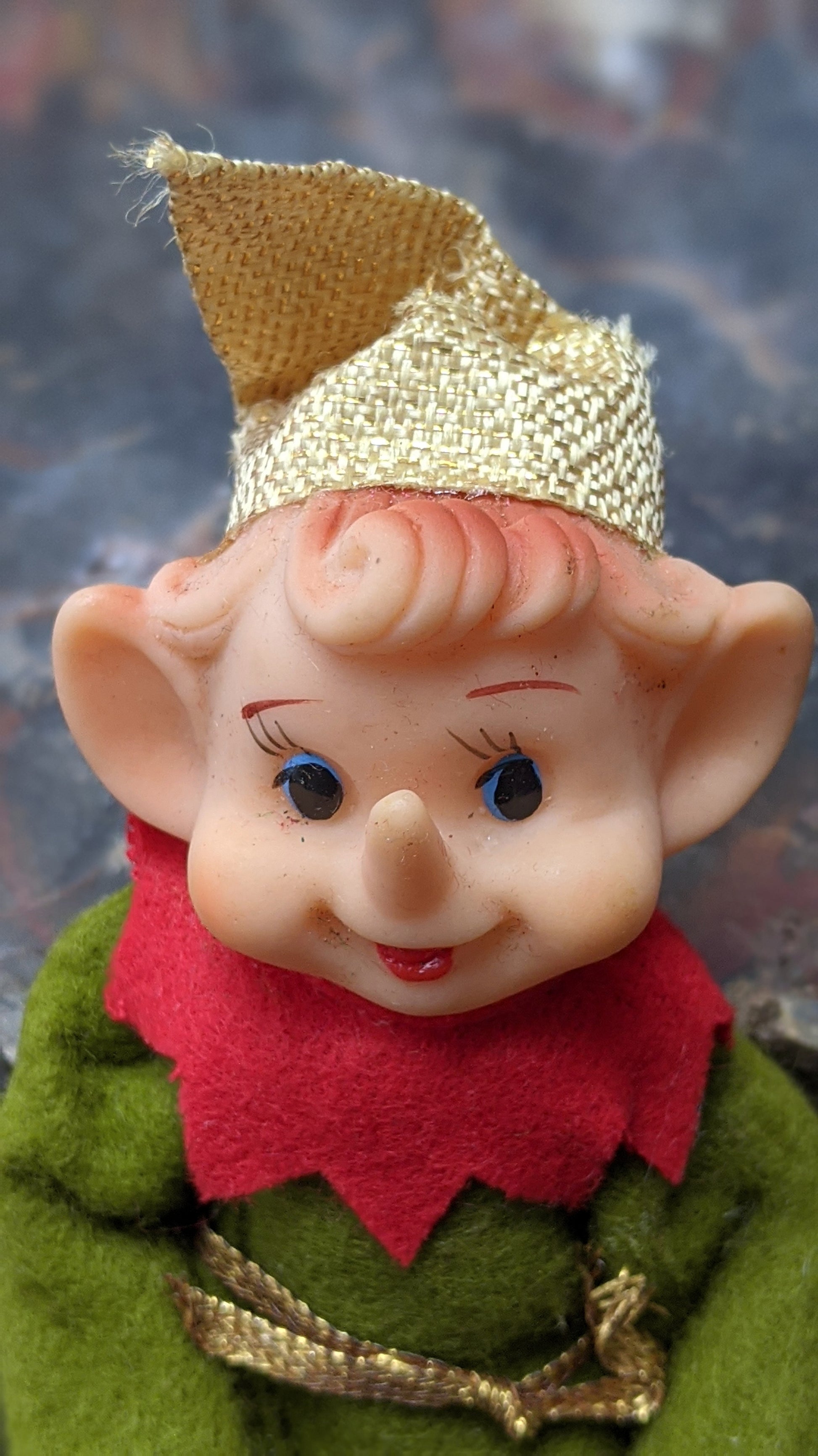 Vintage skinny gold Christmas elf