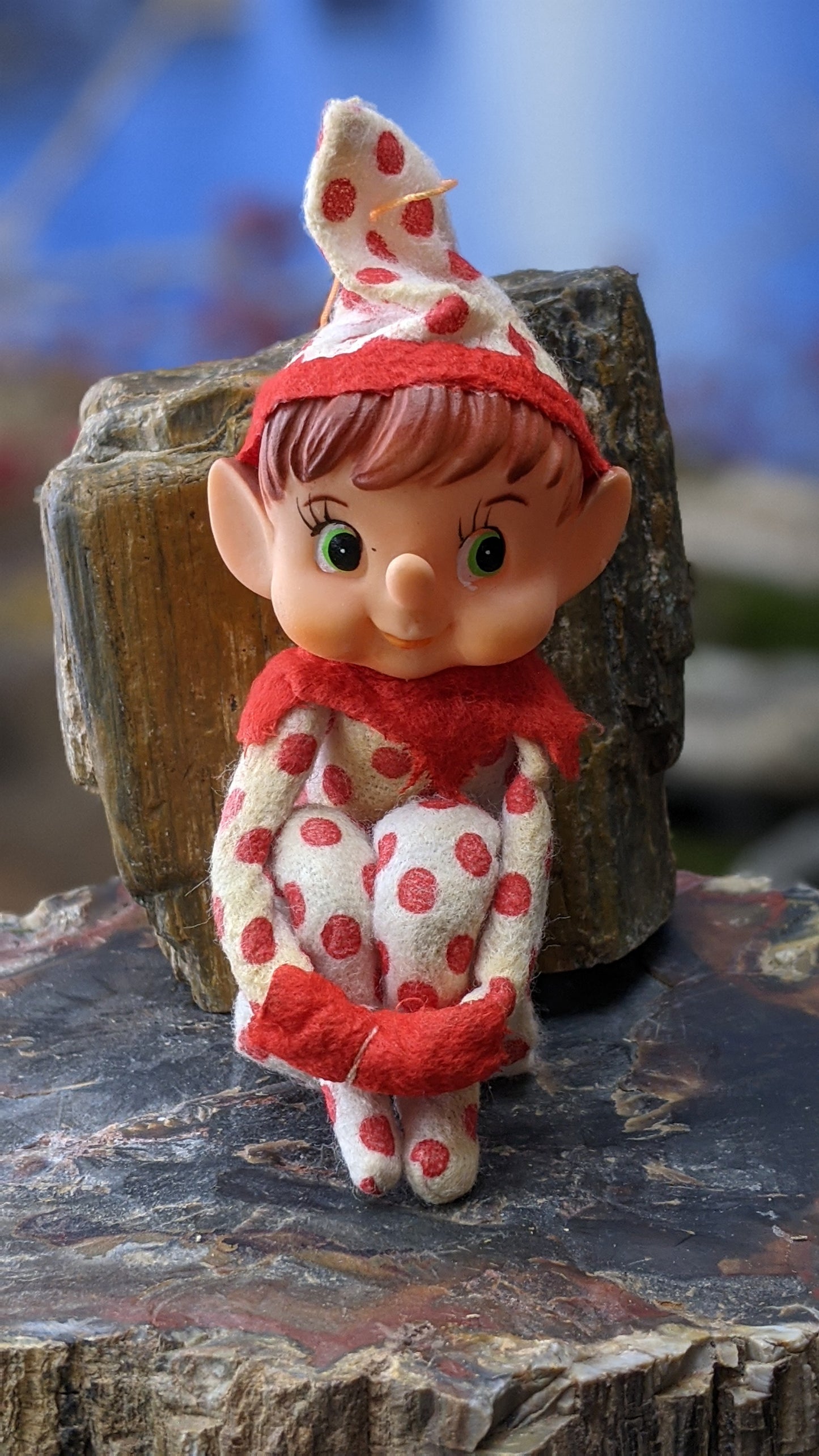 Vintage red dotted knee hugger elf
