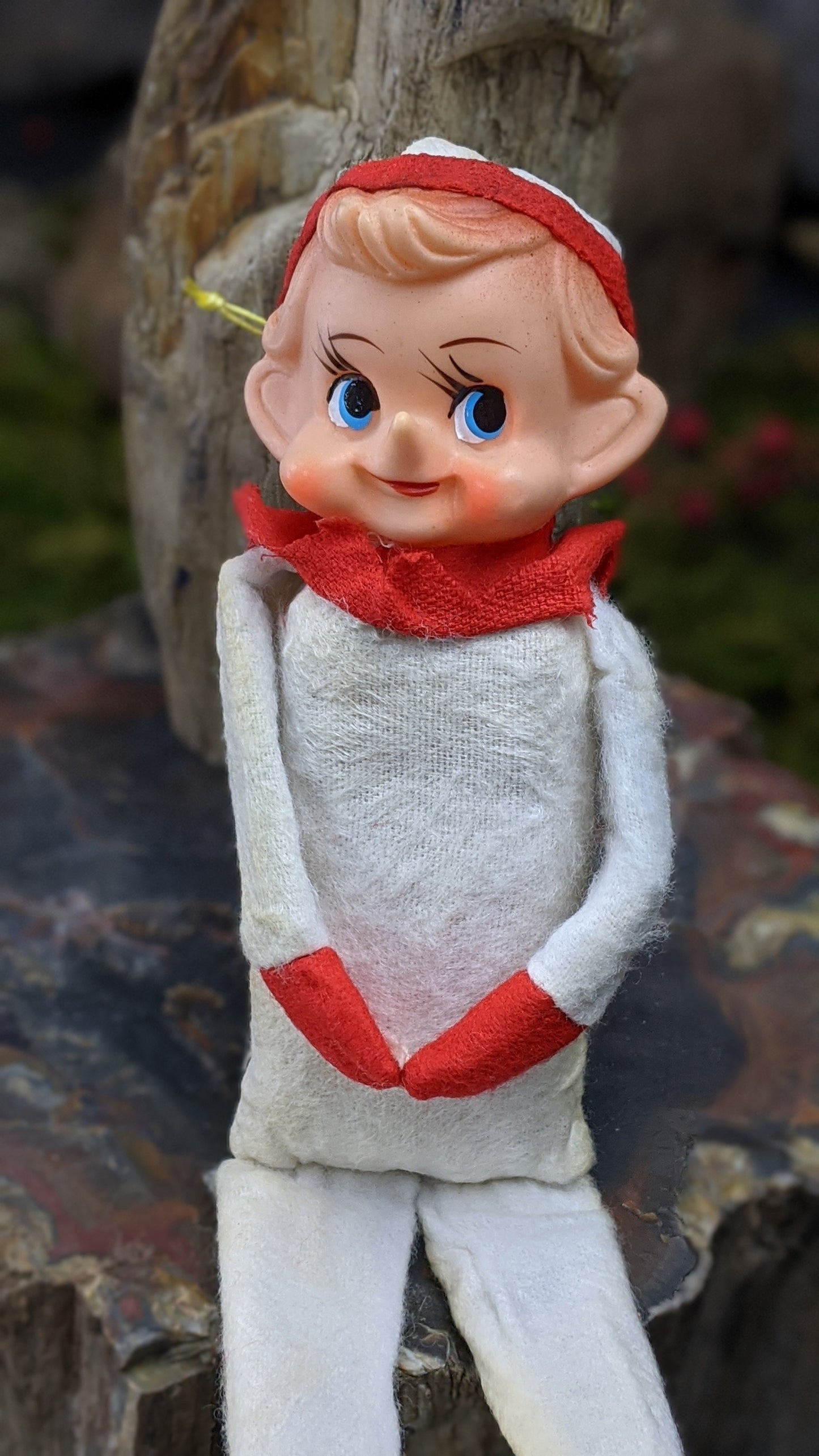 Vintage white red knee hugger elf